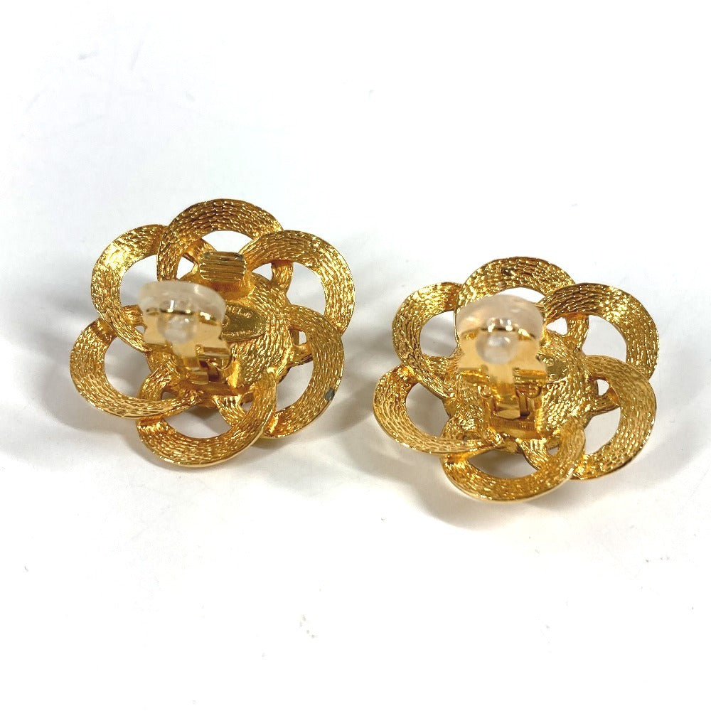 CHANEL ヴィンテージ フェイクパール フラワー 花 アクセサリー イヤリング メタル レディース ゴールド