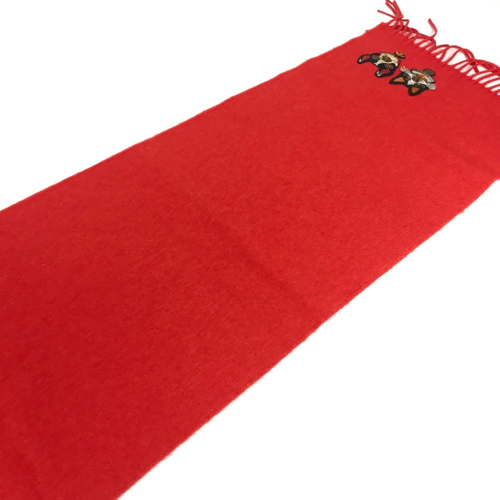 GUCCI Fringe BOSCO Dog Scarf Cashmere Women's Red