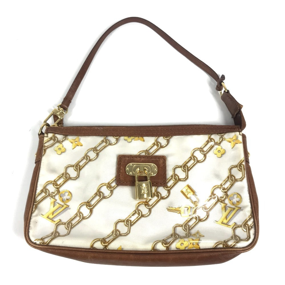 LOUIS VUITTON M95161 モノグラムチャーム ポシェットアクセソワール カバン ハンドバッグ アクセサリーポーチ チェーン柄 ショルダーバッグ ビニール/レザー レディース ホワイト