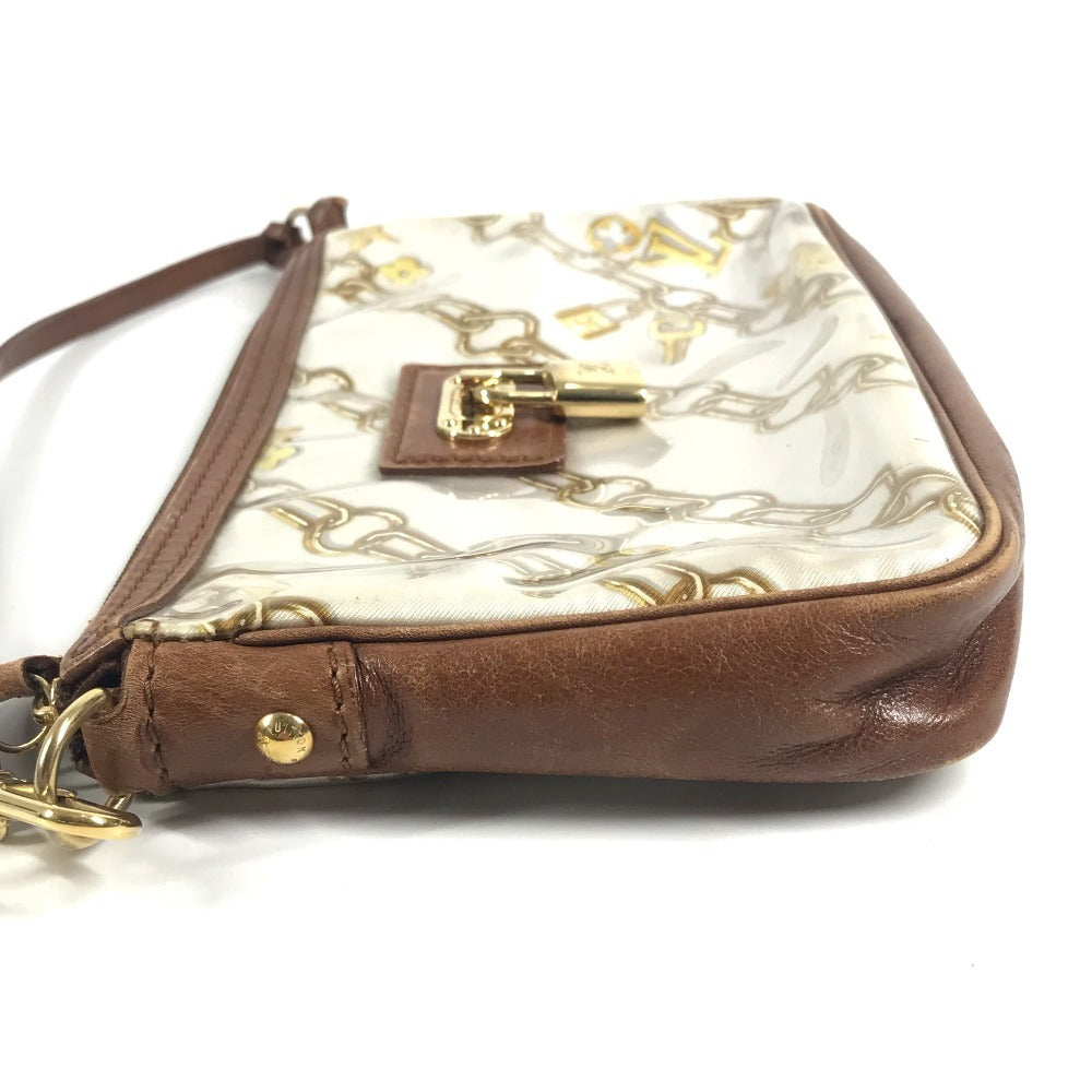 LOUIS VUITTON M95161 モノグラムチャーム ポシェットアクセソワール カバン ハンドバッグ アクセサリーポーチ チェーン柄 ショルダーバッグ ビニール/レザー レディース ホワイト