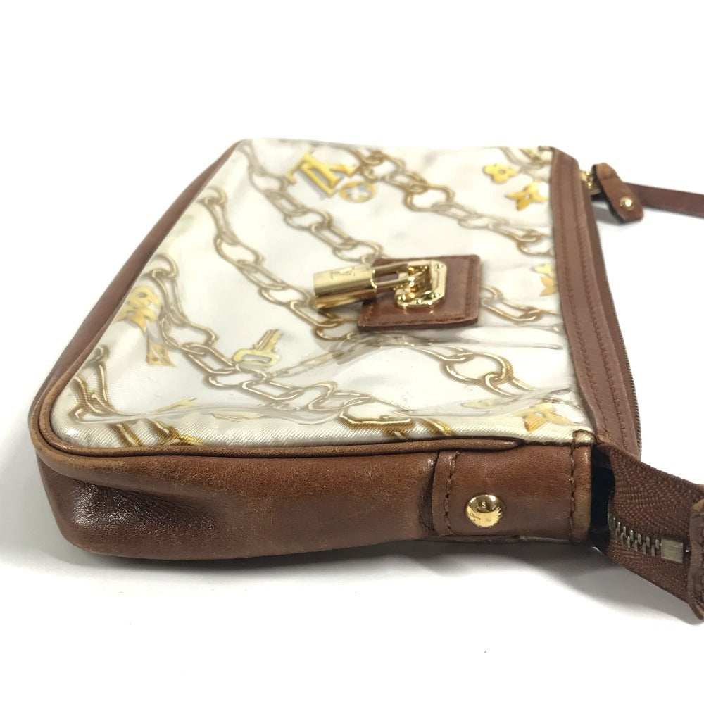 LOUIS VUITTON M95161 モノグラムチャーム ポシェットアクセソワール カバン ハンドバッグ アクセサリーポーチ チェーン柄 ショルダーバッグ ビニール/レザー レディース ホワイト