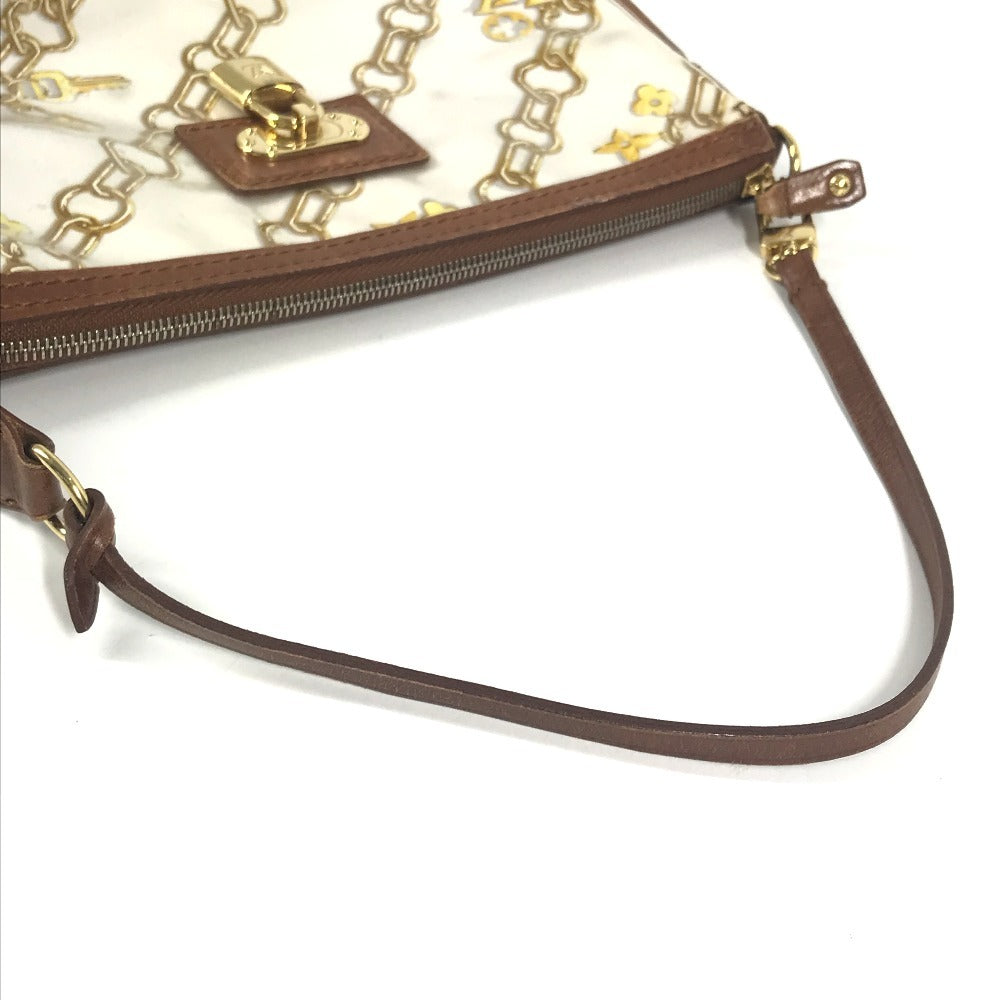 LOUIS VUITTON M95161 モノグラムチャーム ポシェットアクセソワール カバン ハンドバッグ アクセサリーポーチ チェーン柄 ショルダーバッグ ビニール/レザー レディース ホワイト