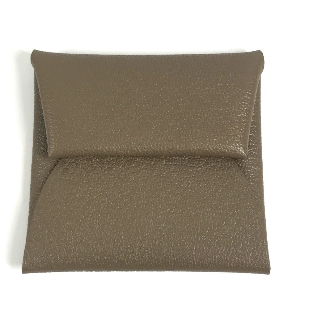 HERMES バスティア 財布 小銭入れ スクエア コインケース シェーブル ユニセックス エトゥープ グレー