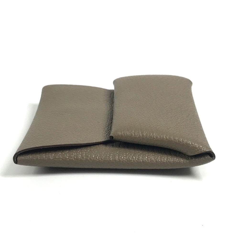 HERMES バスティア 財布 小銭入れ スクエア コインケース シェーブル ユニセックス エトゥープ グレー