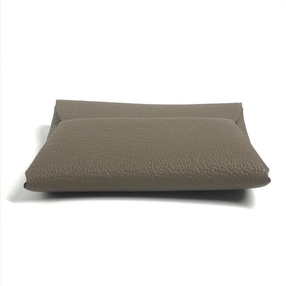 HERMES バスティア 財布 小銭入れ スクエア コインケース シェーブル ユニセックス エトゥープ グレー