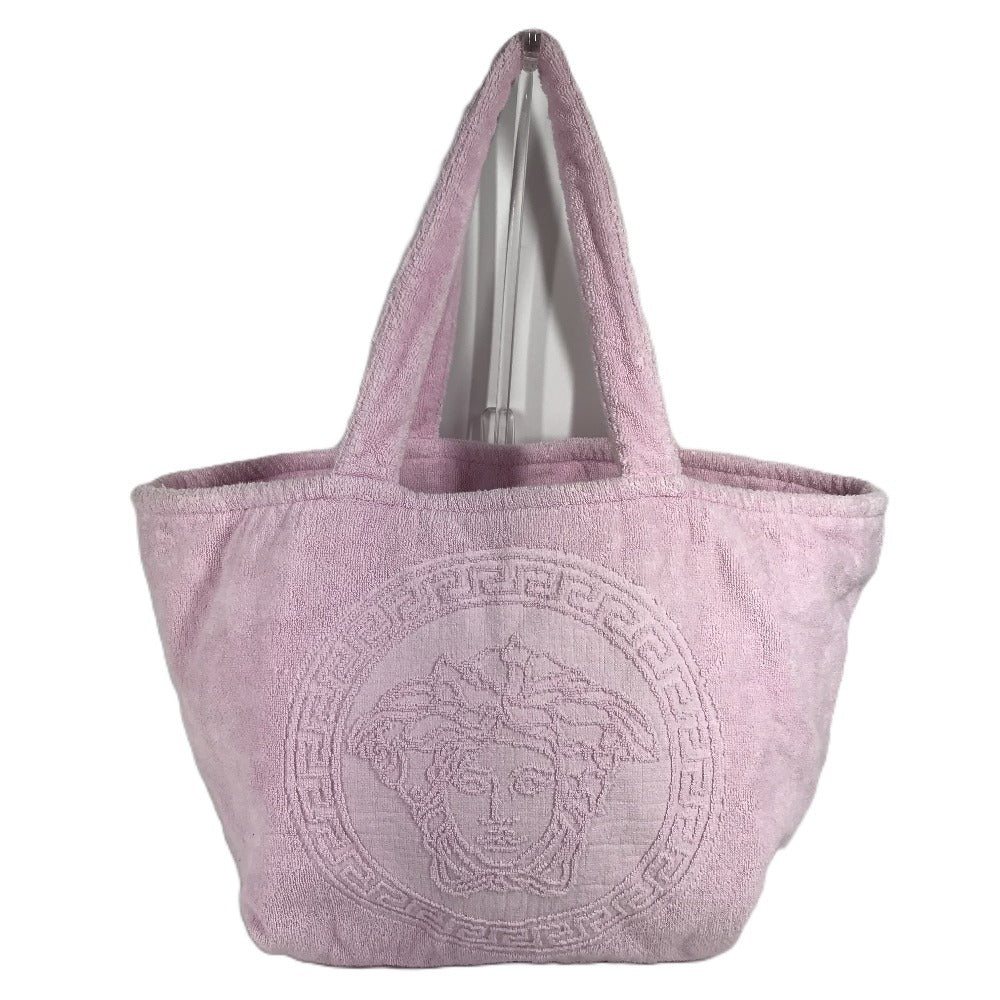 VERSACE Medusa Logo Big Tote Bag, Shoulder Bag, Boston Bag, Cotton, Unisex, Pink
