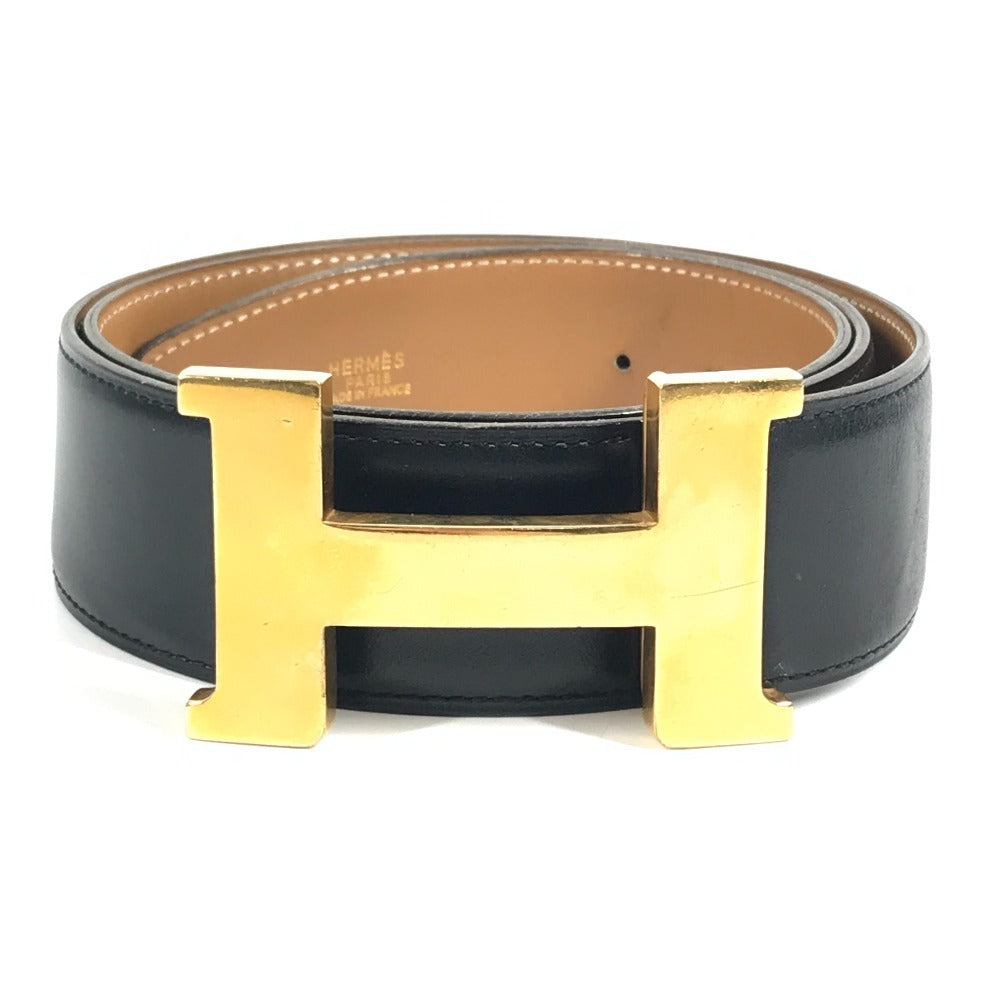 HERMES H金具 ビッグロゴ コンスタンス Hベルト アクセサリー ベルト レザー メンズ ブラック