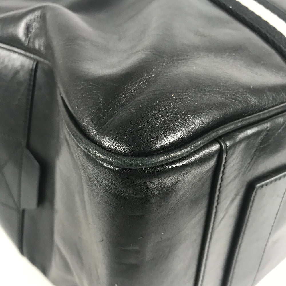 BALLY ライン ロゴ 2WAYバッグ ショルダーバッグ 旅行バッグ トラベルバッグ ボストンバッグ レザー ユニセックス ブラック