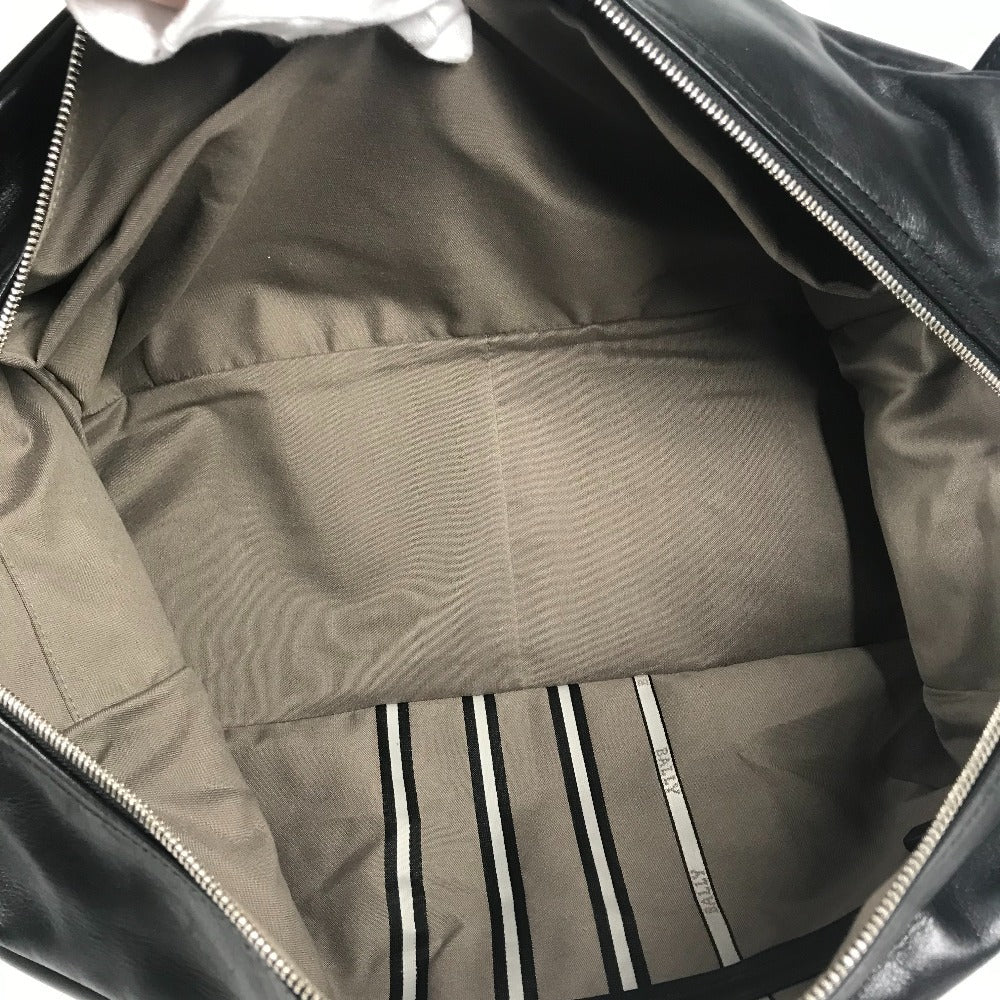 BALLY ライン ロゴ 2WAYバッグ ショルダーバッグ 旅行バッグ トラベルバッグ ボストンバッグ レザー ユニセックス ブラック