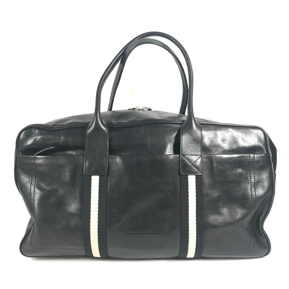 BALLY ライン ロゴ 2WAYバッグ ショルダーバッグ 旅行バッグ トラベルバッグ ボストンバッグ レザー ユニセックス ブラック