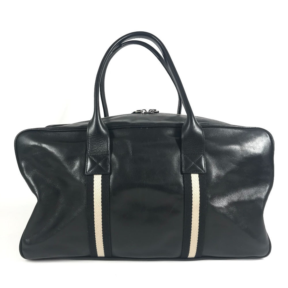 BALLY ライン ロゴ 2WAYバッグ ショルダーバッグ 旅行バッグ トラベルバッグ ボストンバッグ レザー ユニセックス ブラック