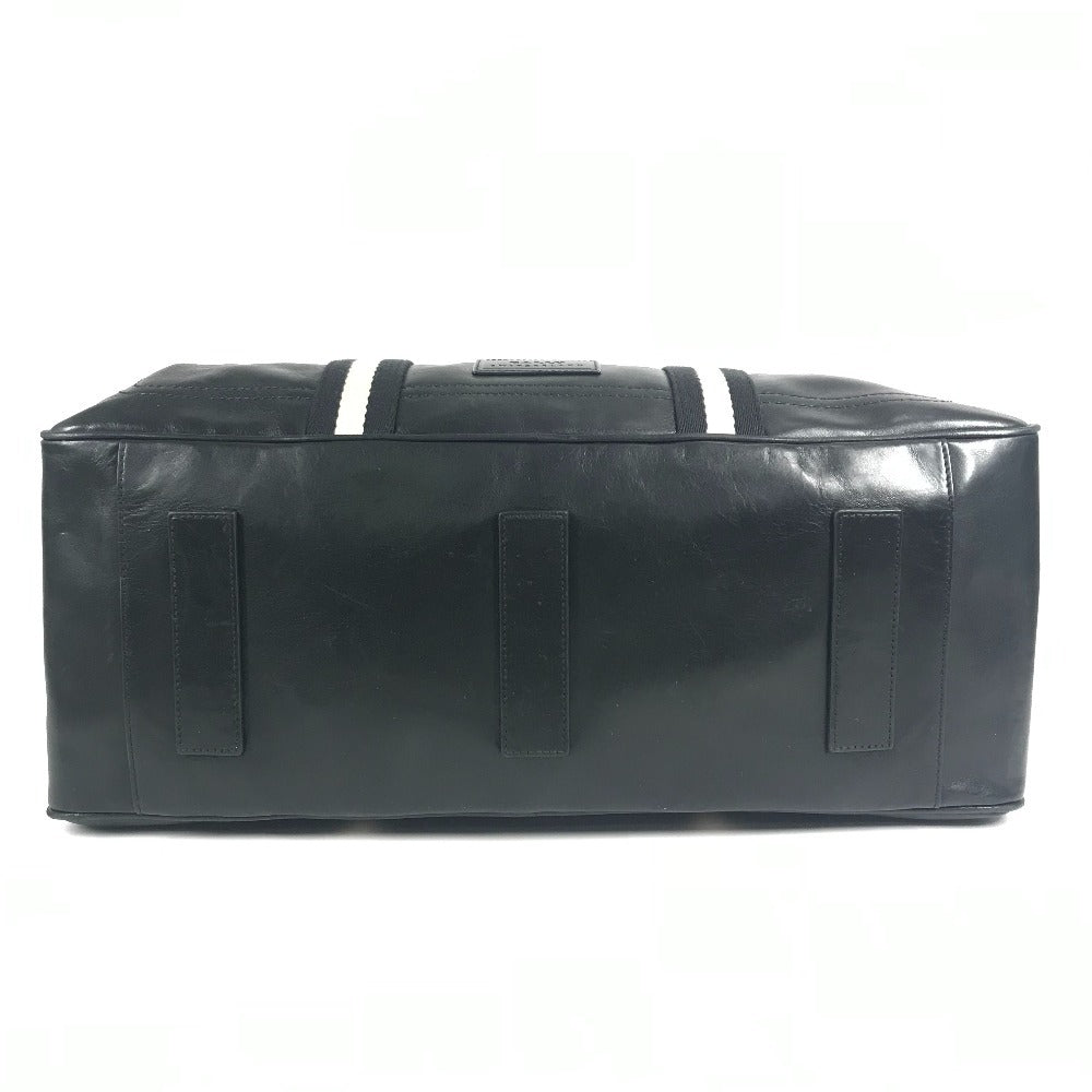 BALLY ライン ロゴ 2WAYバッグ ショルダーバッグ 旅行バッグ トラベルバッグ ボストンバッグ レザー ユニセックス ブラック