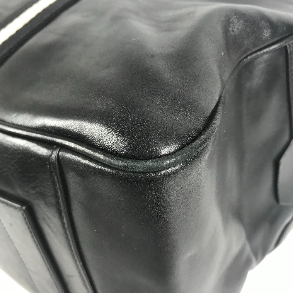 BALLY ライン ロゴ 2WAYバッグ ショルダーバッグ 旅行バッグ トラベルバッグ ボストンバッグ レザー ユニセックス ブラック