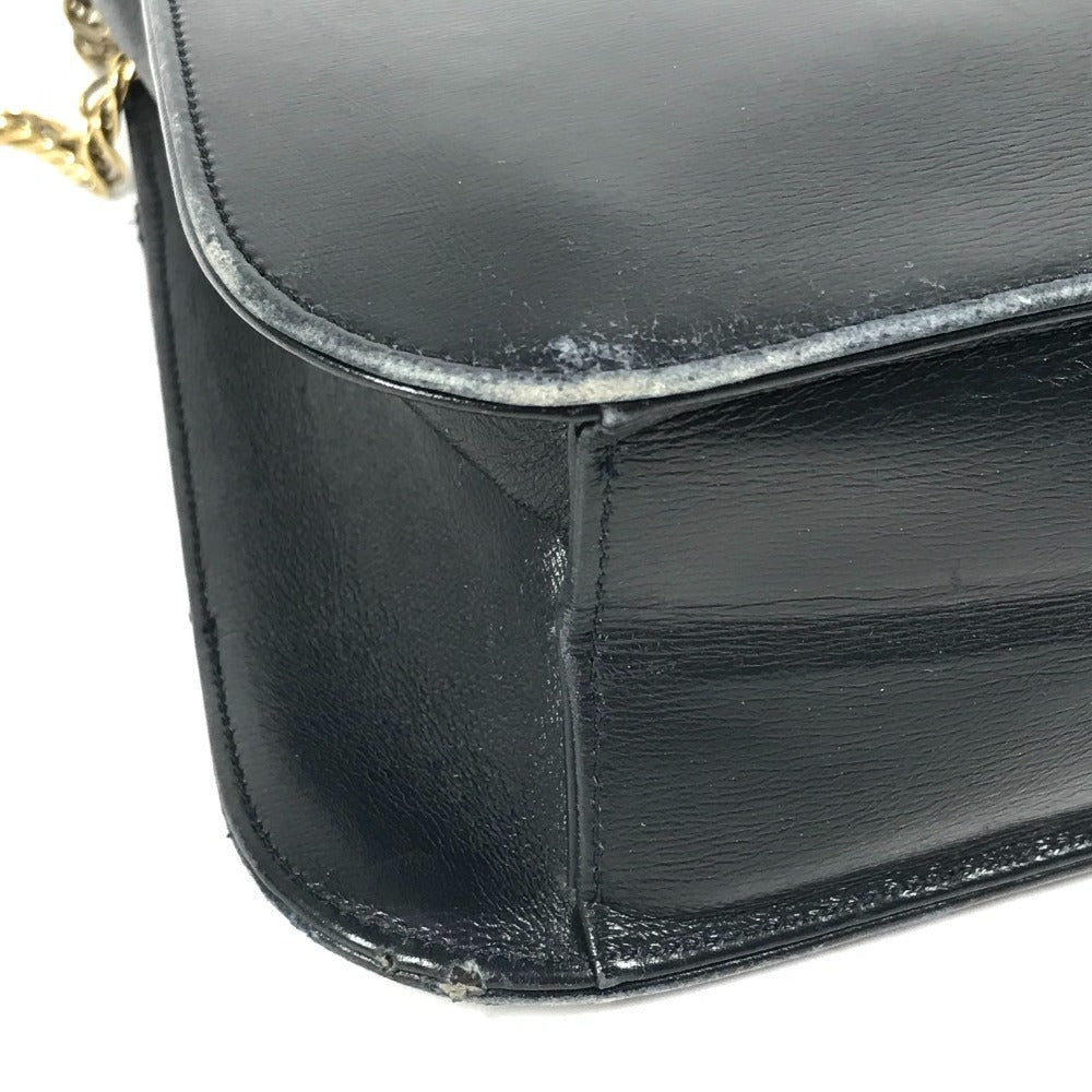 CARTIER ヴィンテージ サファイアライン カバン チェーン 斜め掛け ポシェット フラップ ショルダーバッグ レザー ユニセックス ネイビー