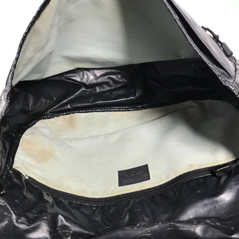 CHANEL スポーツ ロゴ CC ココマーク カバン 斜め掛け フラップ ショルダーバッグ コーティングキャンバス ユニセックス ブラック