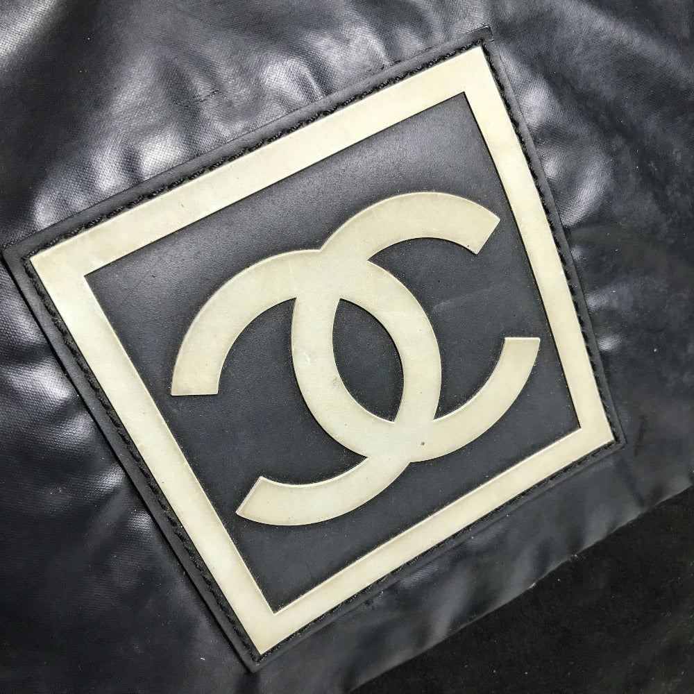 CHANEL スポーツ ロゴ CC ココマーク カバン 斜め掛け フラップ ショルダーバッグ コーティングキャンバス ユニセックス ブラック