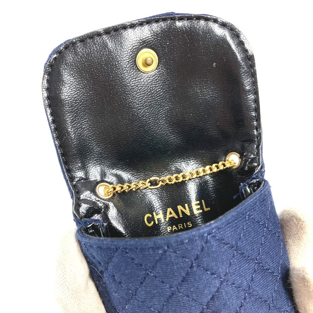 CHANEL チェーン ショルダーバッグ チェーンポーチ ロゴ CC ココマーク キルティング マトラッセ ポーチ キャンバス レディース ネイビー