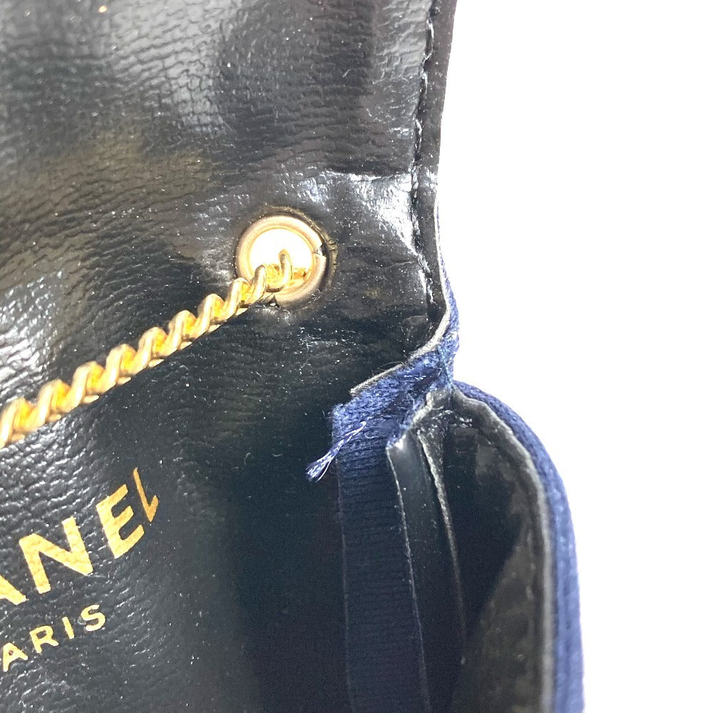 CHANEL チェーン ショルダーバッグ チェーンポーチ ロゴ CC ココマーク キルティング マトラッセ ポーチ キャンバス レディース ネイビー