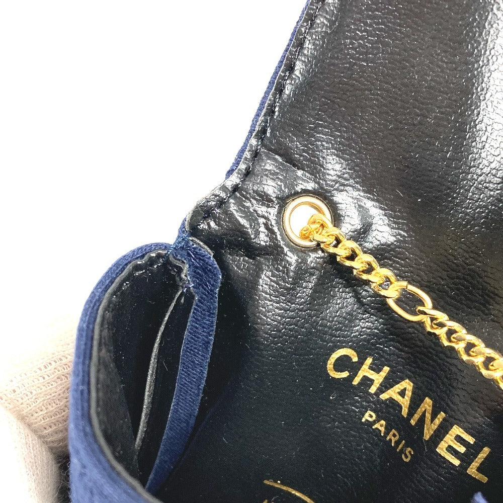 CHANEL チェーン ショルダーバッグ チェーンポーチ ロゴ CC ココマーク キルティング マトラッセ ポーチ キャンバス レディース ネイビー
