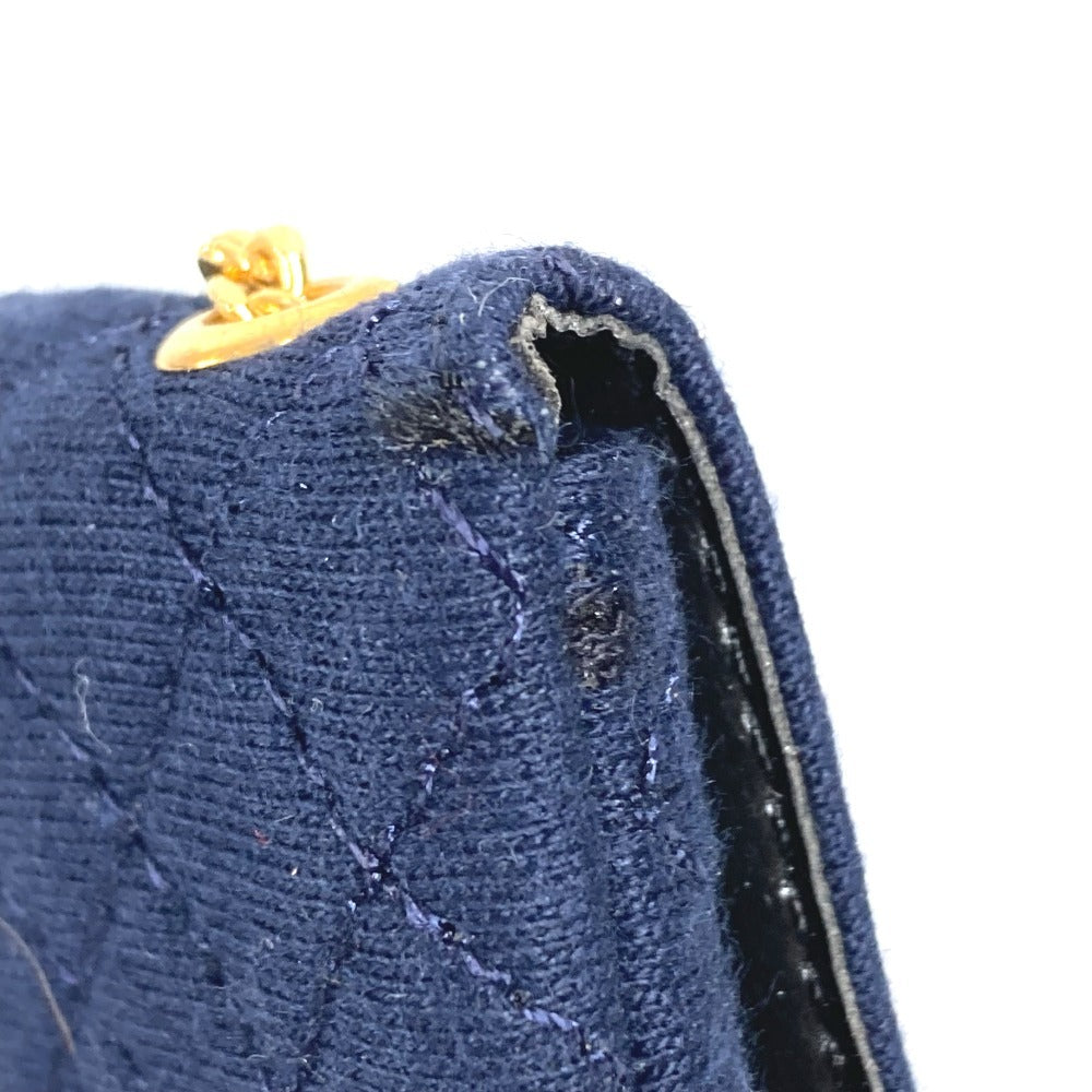 CHANEL チェーン ショルダーバッグ チェーンポーチ ロゴ CC ココマーク キルティング マトラッセ ポーチ キャンバス レディース ネイビー