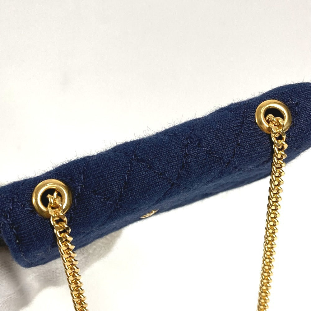CHANEL チェーン ショルダーバッグ チェーンポーチ ロゴ CC ココマーク キルティング マトラッセ ポーチ キャンバス レディース ネイビー