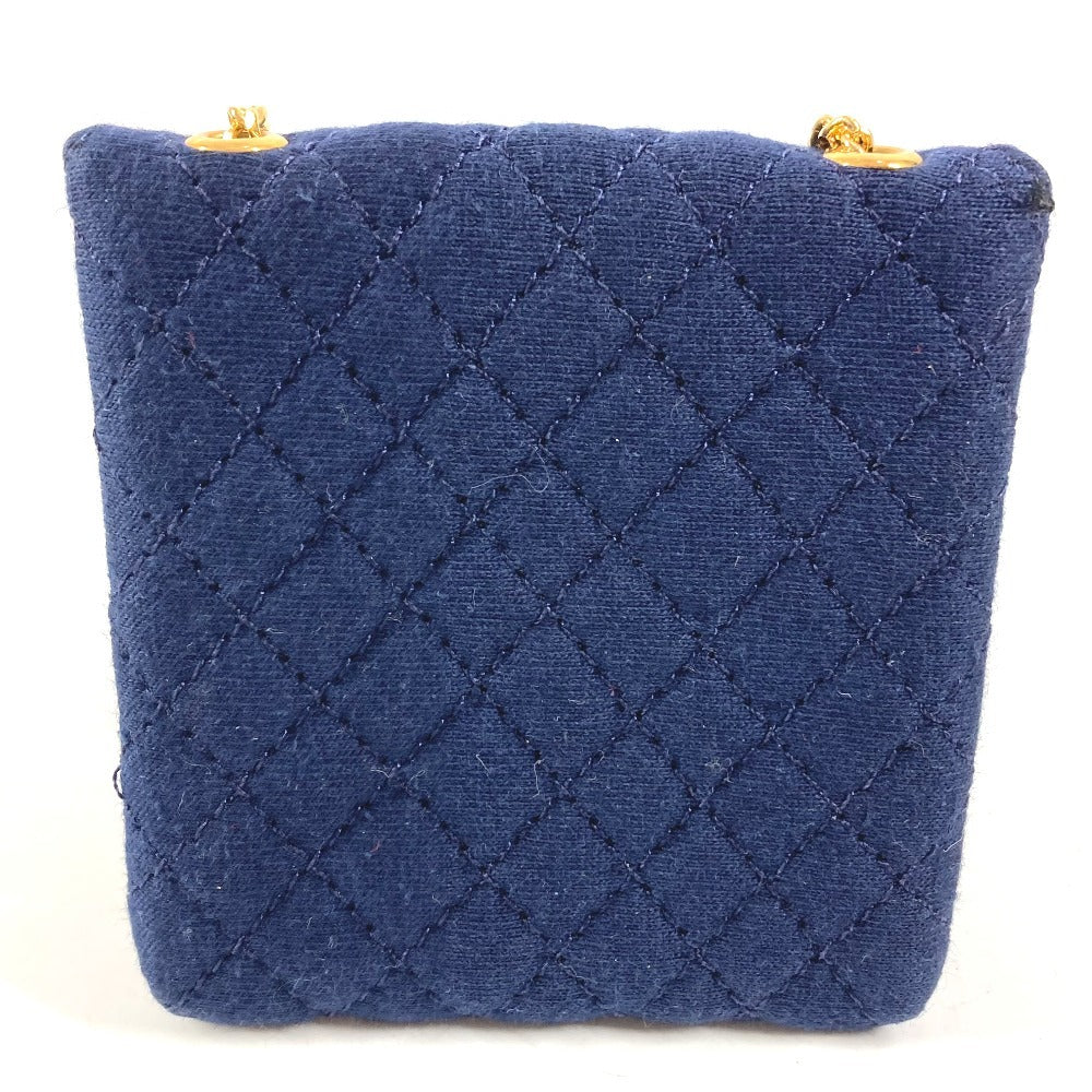CHANEL チェーン ショルダーバッグ チェーンポーチ ロゴ CC ココマーク キルティング マトラッセ ポーチ キャンバス レディース ネイビー