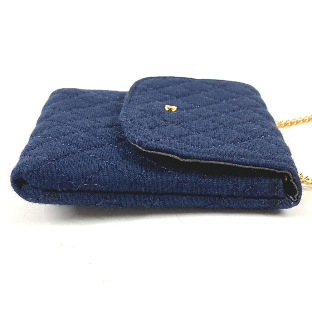 CHANEL チェーン ショルダーバッグ チェーンポーチ ロゴ CC ココマーク キルティング マトラッセ ポーチ キャンバス レディース ネイビー