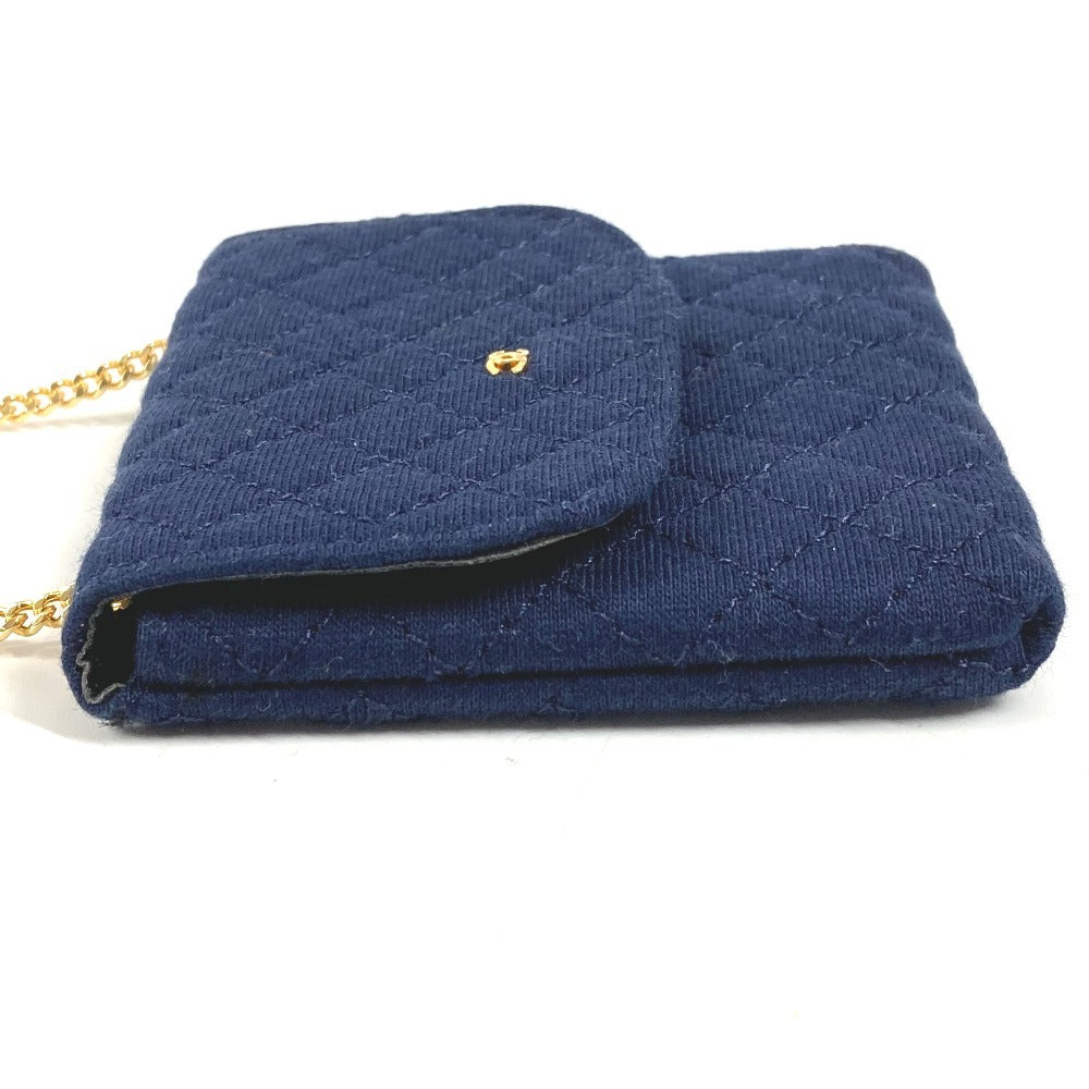 CHANEL チェーン ショルダーバッグ チェーンポーチ ロゴ CC ココマーク キルティング マトラッセ ポーチ キャンバス レディース ネイビー