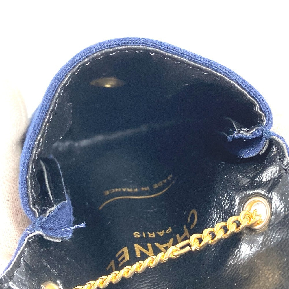 CHANEL チェーン ショルダーバッグ チェーンポーチ ロゴ CC ココマーク キルティング マトラッセ ポーチ キャンバス レディース ネイビー