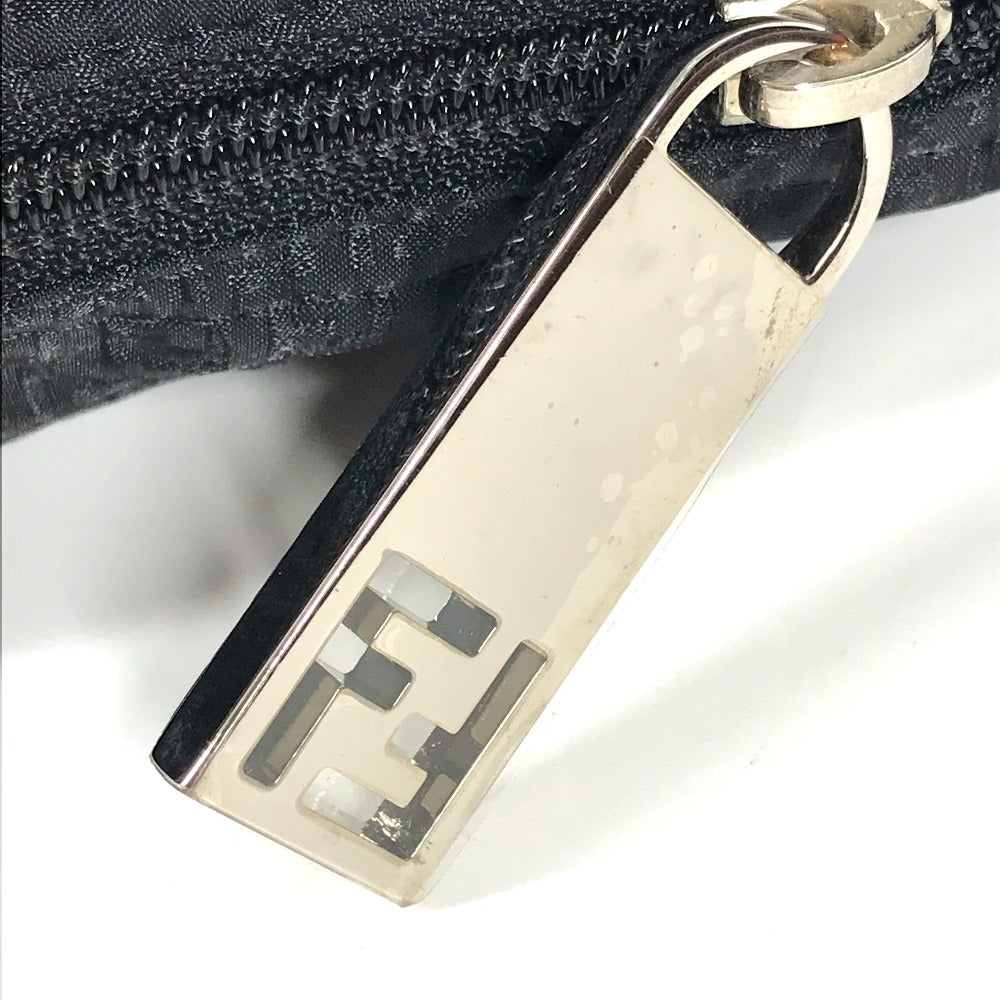 FENDI 7VA148 Zucca Logo Crossbody Shoulder Bag in Leather/Nylon, Unisex, Black