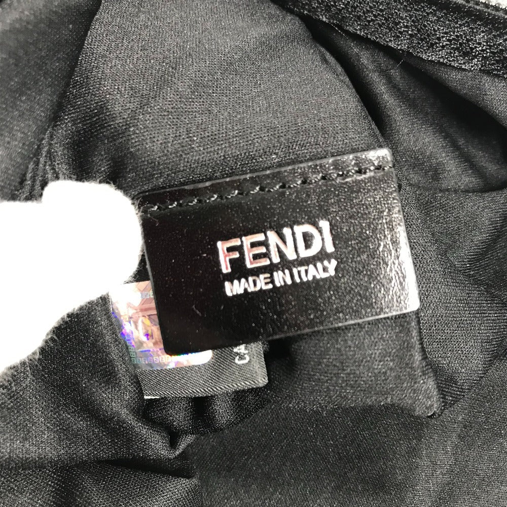 FENDI 7VA148 Zucca Logo Crossbody Shoulder Bag in Leather/Nylon, Unisex, Black