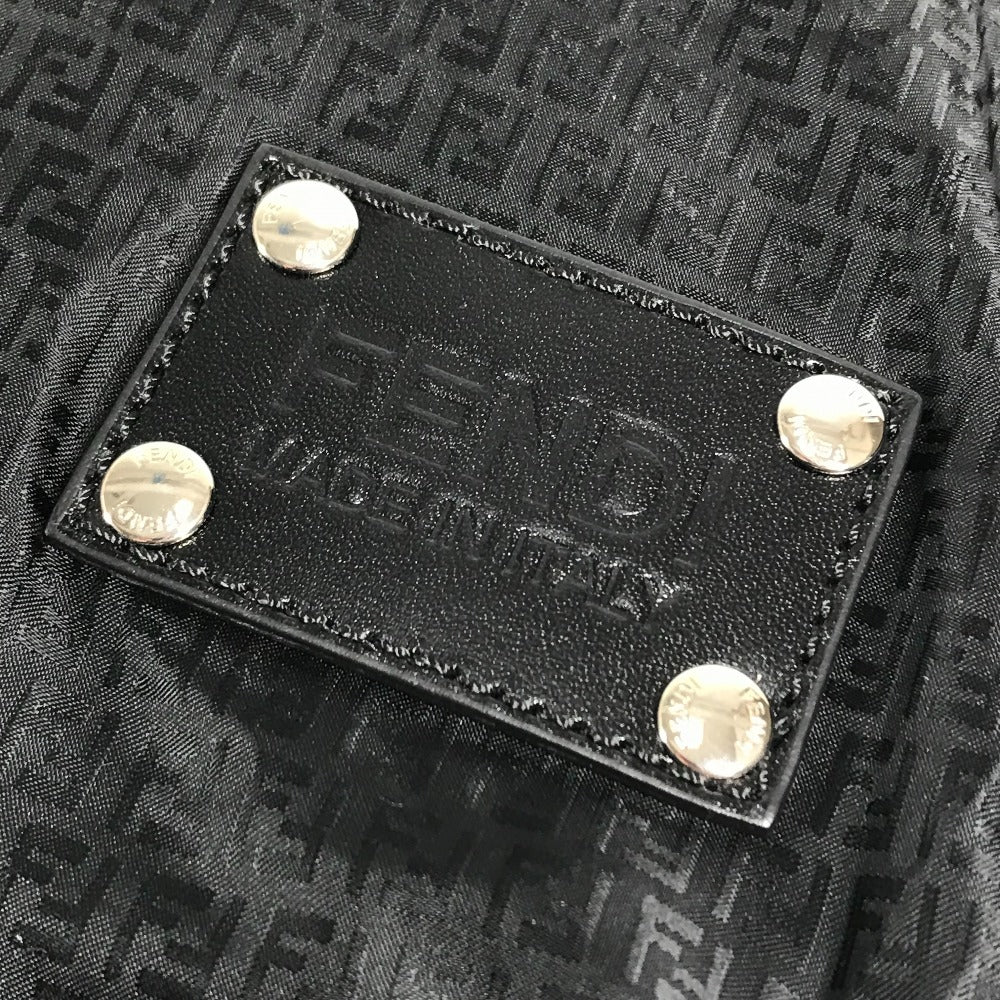 FENDI 7VA148 Zucca Logo Crossbody Shoulder Bag in Leather/Nylon, Unisex, Black