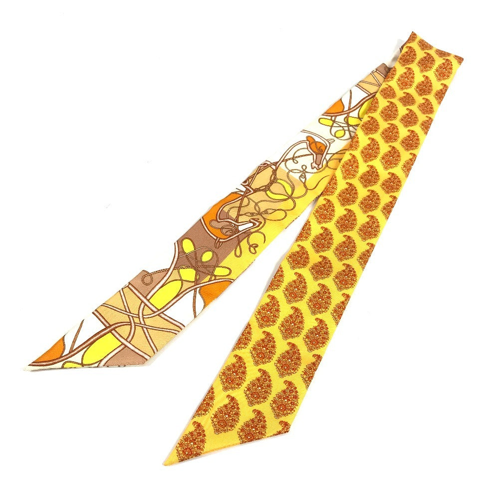 HERMES 馬柄 ツイリー ツィリー ツイリー スカーフ シルク レディース オレンジ