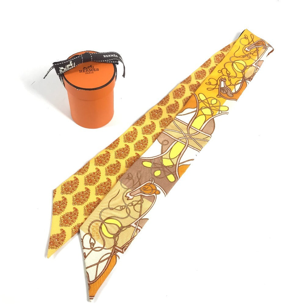 HERMES 馬柄 ツイリー ツィリー ツイリー スカーフ シルク レディース オレンジ