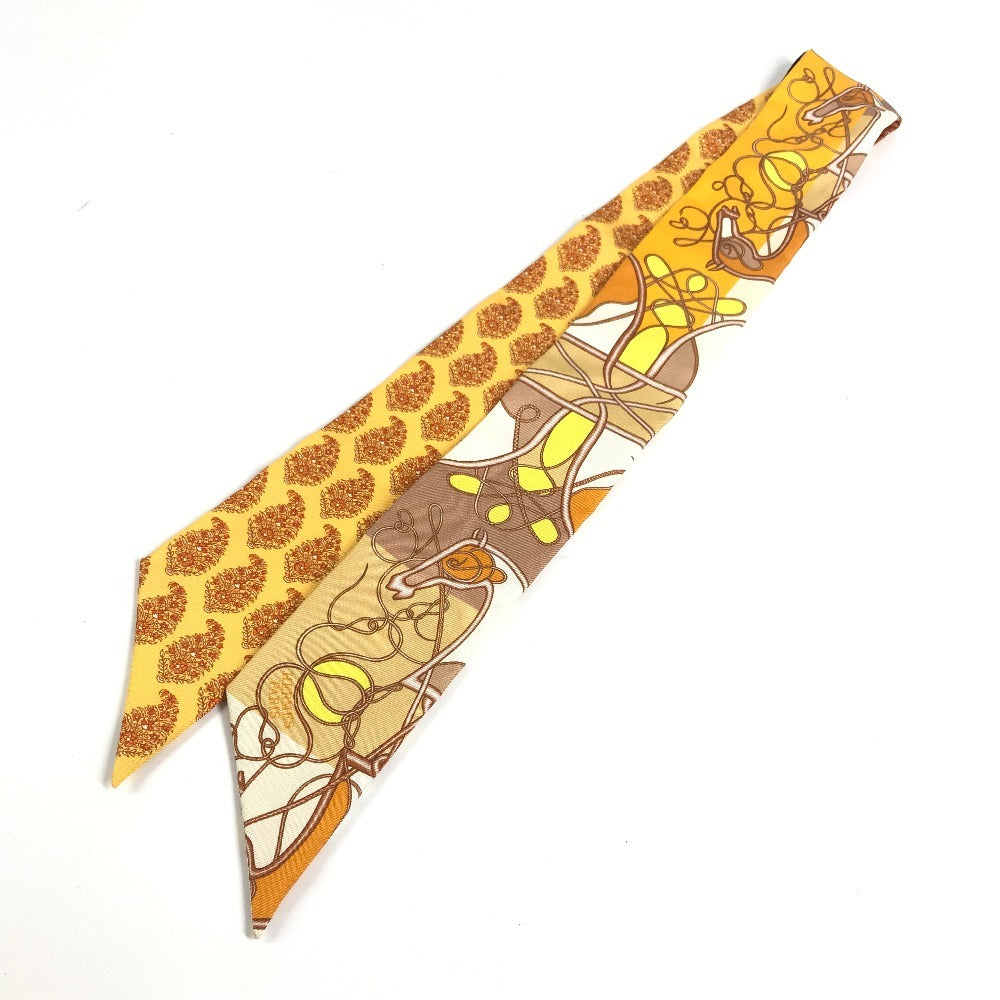 HERMES 馬柄 ツイリー ツィリー ツイリー スカーフ シルク レディース オレンジ