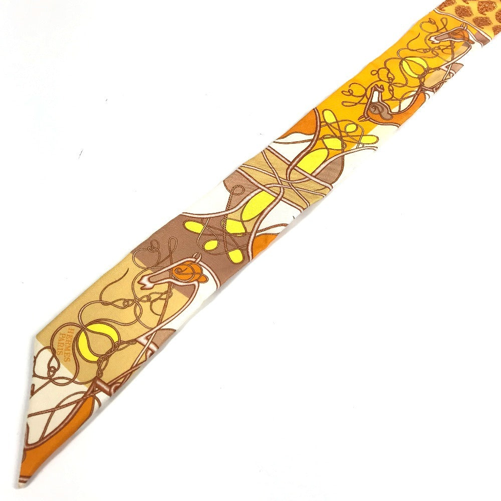 HERMES 馬柄 ツイリー ツィリー ツイリー スカーフ シルク レディース オレンジ