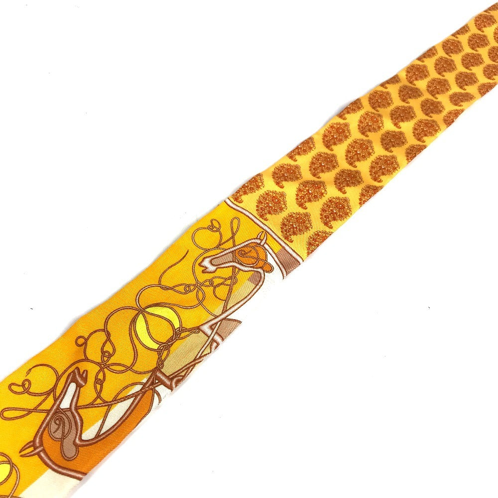 HERMES 馬柄 ツイリー ツィリー ツイリー スカーフ シルク レディース オレンジ
