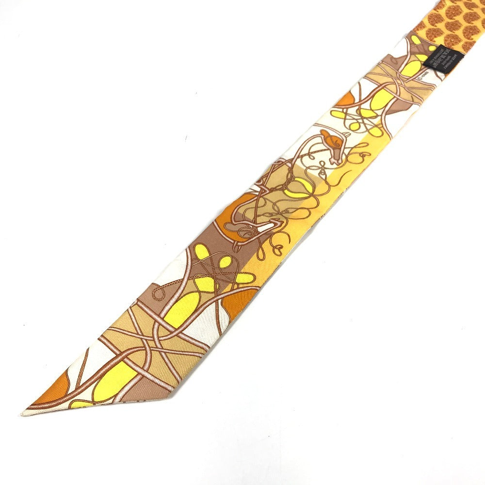 HERMES 馬柄 ツイリー ツィリー ツイリー スカーフ シルク レディース オレンジ