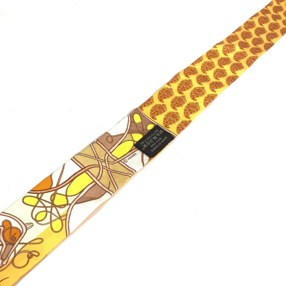 HERMES 馬柄 ツイリー ツィリー ツイリー スカーフ シルク レディース オレンジ