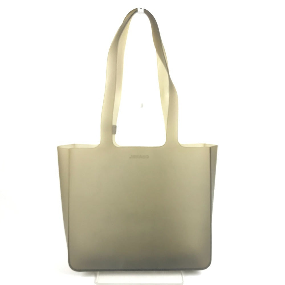 CHANEL ロゴ トートバック カバン 肩掛け ショルダーバッグ ラバー ユニセックス グレー