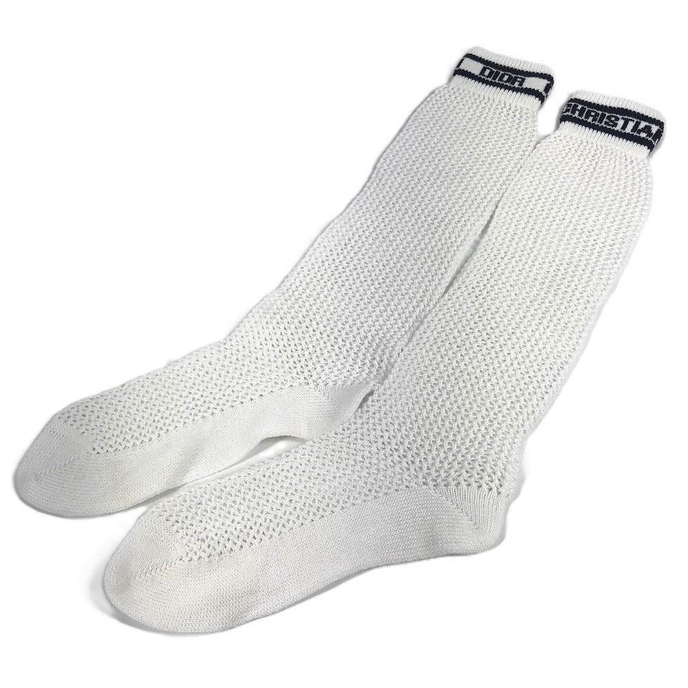 Dior ロゴ ニーハイソックス ハイソックス アクセサリー バイカラー 靴下 コットン レディース ホワイト