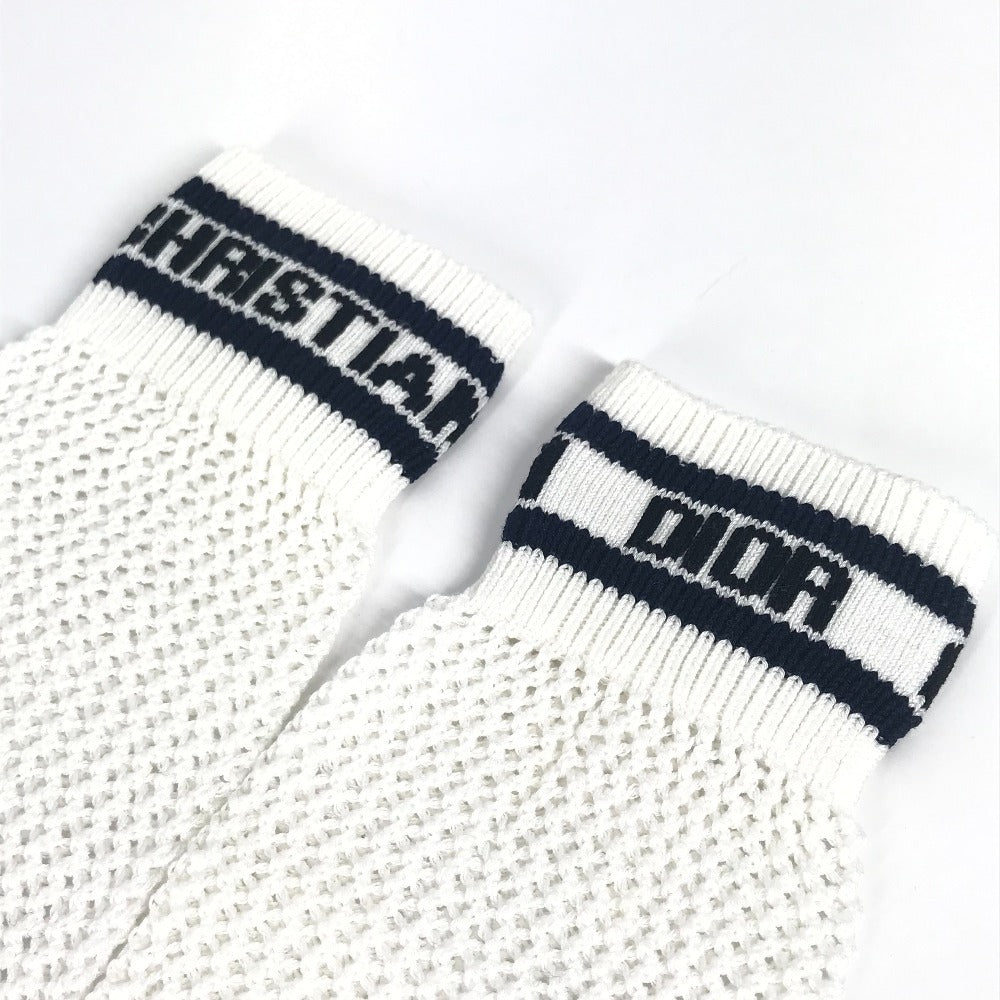Dior ロゴ ニーハイソックス ハイソックス アクセサリー バイカラー 靴下 コットン レディース ホワイト