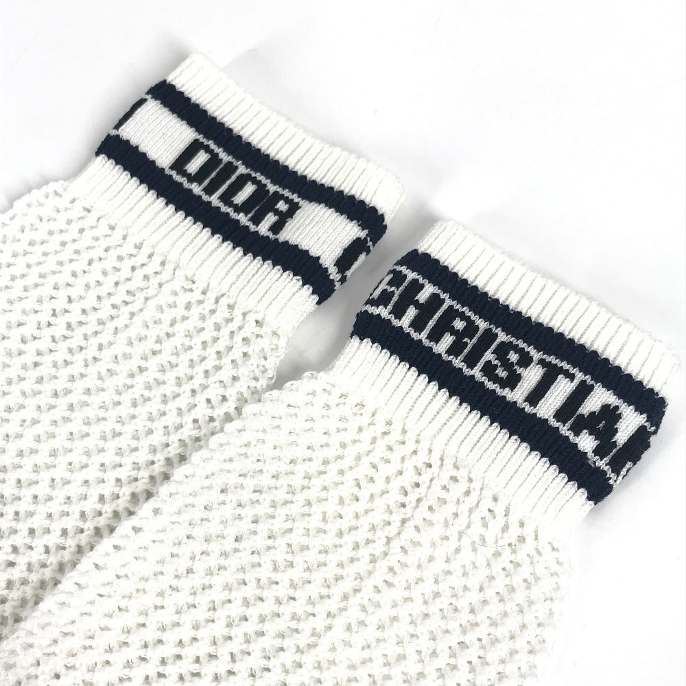 Dior ロゴ ニーハイソックス ハイソックス アクセサリー バイカラー 靴下 コットン レディース ホワイト