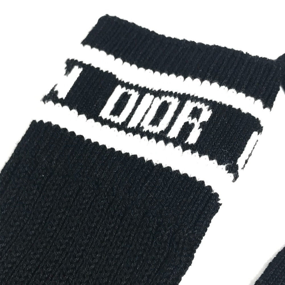 Dior リボン りぼん ロゴ ニーハイソックス ハイソックス アクセサリー バイカラー 靴下 コットン レディース ブラック