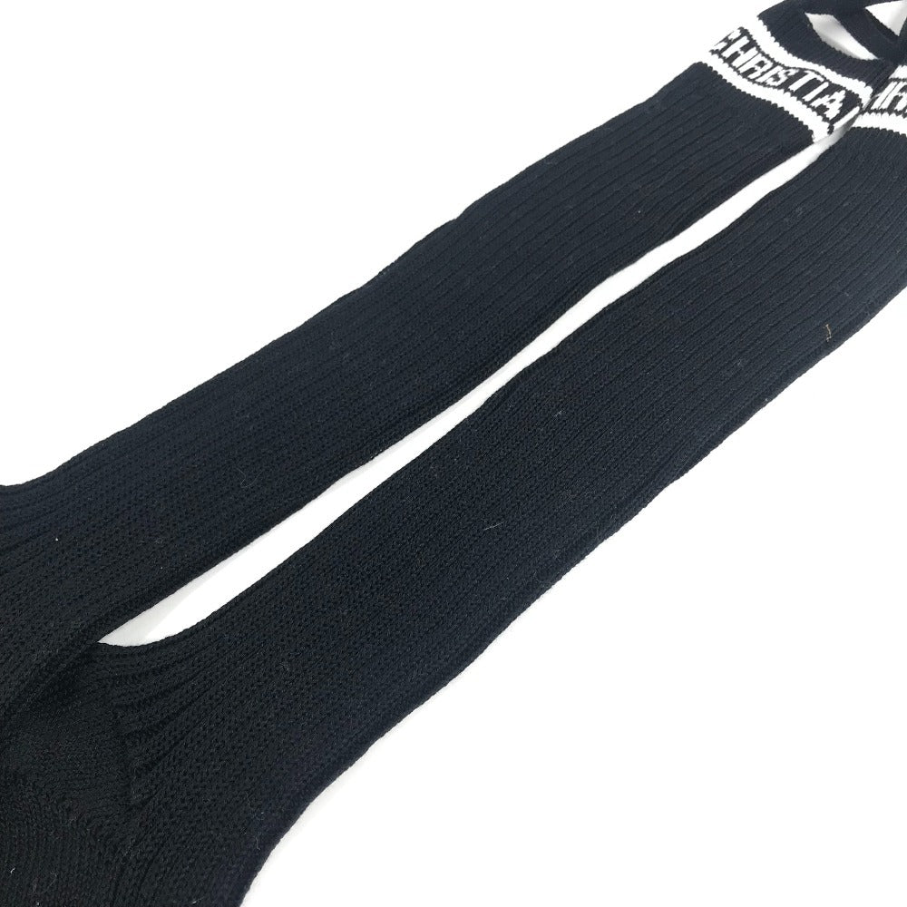 Dior リボン りぼん ロゴ ニーハイソックス ハイソックス アクセサリー バイカラー 靴下 コットン レディース ブラック