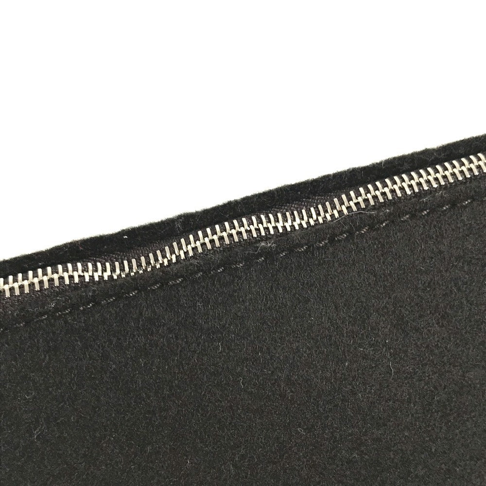 HERMES Serie Logo Makeup Pouch Felt Cosmetic Pouch Women's Black