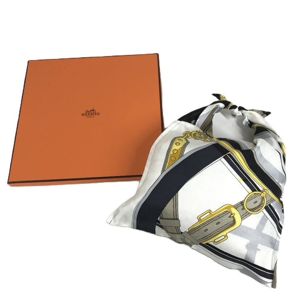 HERMES プティアッシュ petit h ティアッシュ フロシキ PM ポーチ カバン フロシキ ハンドバッグ シルク レディース ホワイト