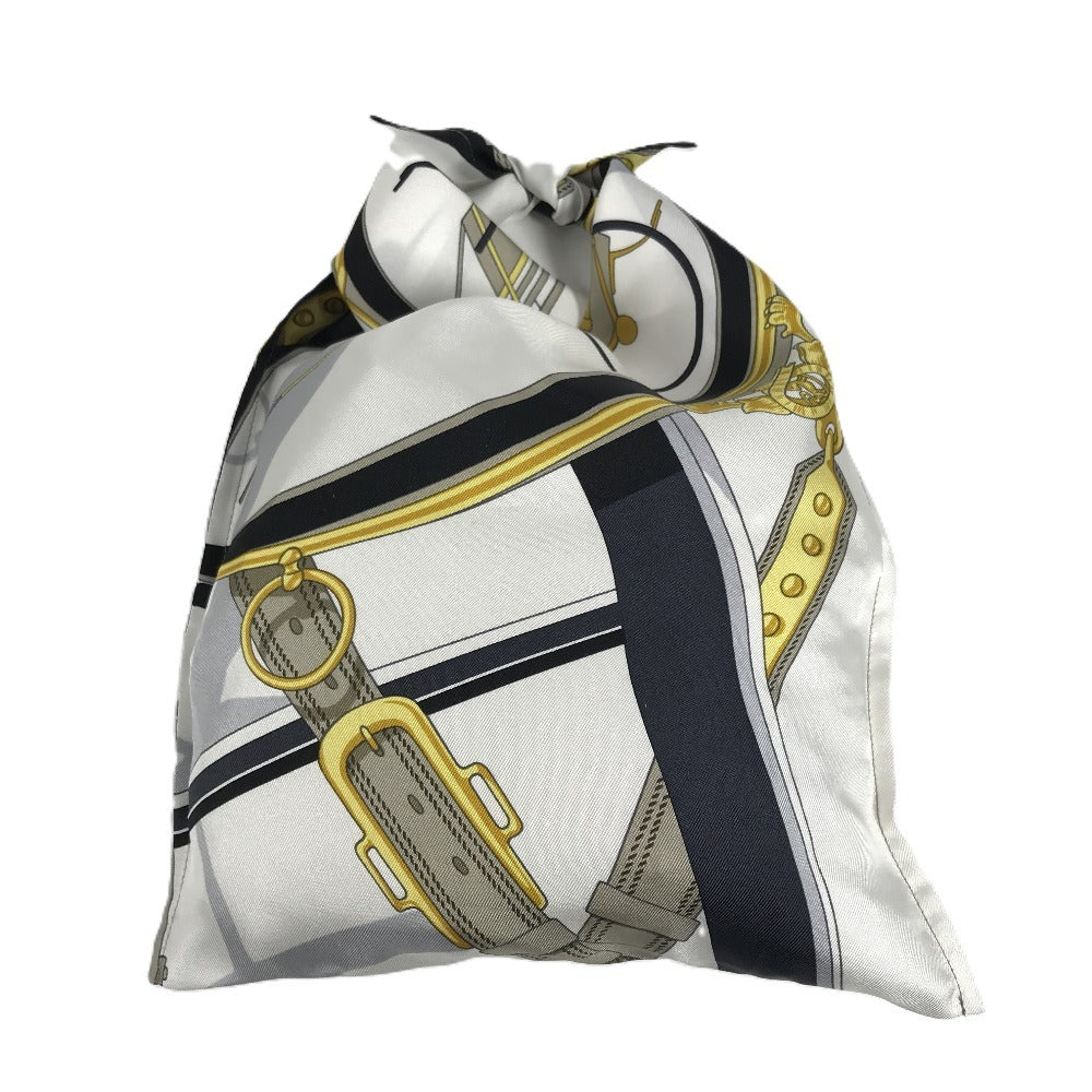 HERMES プティアッシュ petit h ティアッシュ フロシキ PM ポーチ カバン フロシキ ハンドバッグ シルク レディース ホワイト