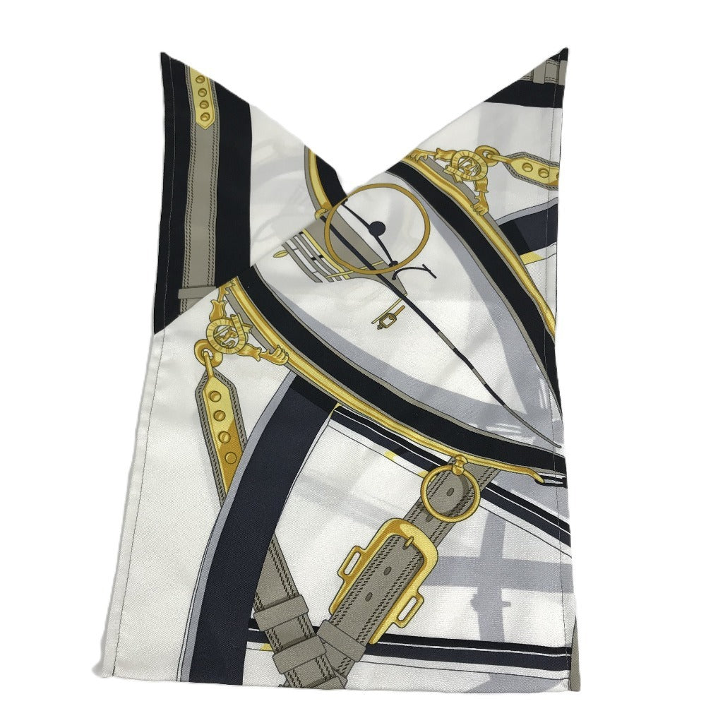 HERMES プティアッシュ petit h ティアッシュ フロシキ PM ポーチ カバン フロシキ ハンドバッグ シルク レディース ホワイト