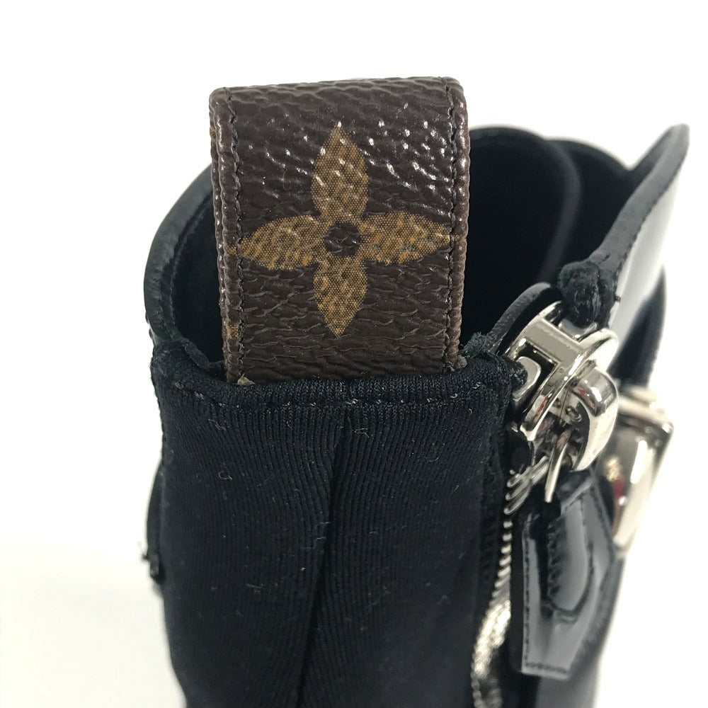 LOUIS VUITTON モノグラム フリル ショートブーツ 靴 シューズ ブーツ レザー レディース ブラック